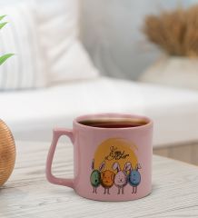 BK Gift Happy Easter Tasarımlı Pastel Pembe Middle Kupa Bardak, Arkadaşa Hediye, Ev Hediyesi, Paskalya Bayramı Hediyesi, Ofis Hediyesi-4