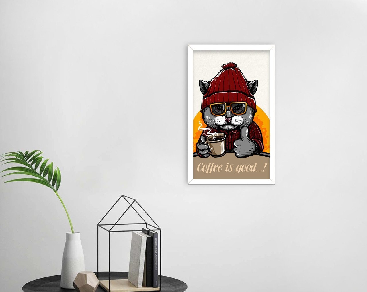 BK Home Coffee Tasarımlı Dekoratif Ahşap Beyaz Çerçeveli Tablo-2
