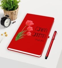 Kişiye Özel Canım Annem Kırmızı Defter Kalem Seti - 11