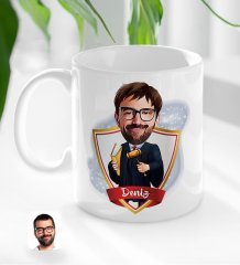 Kişiye Özel İsimli Erkek Hakim Karikatürlü Beyaz Kupa Bardak-1