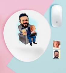 Kişiye Özel Baba Oğul Karikatürlü Bilek Destekli Mouse Pad-1