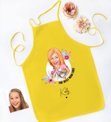 BK Gift Kişiye Özel Karikatürlü Anneler Günü Tasarımlı Sarı Mutfak Önlüğü, Aşçı Önlüğü, Şef Önlüğü, Anneye Hediye-7