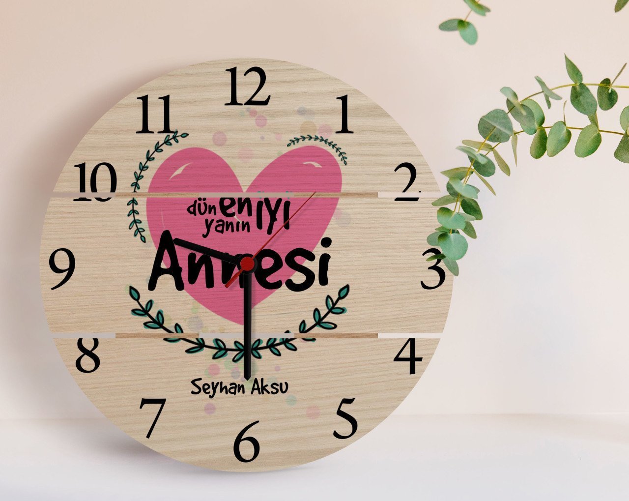 Kişiye Özel Dünyanın En İyi Annesi Tasarımlı Otantik Ahşap Palet Saat-11