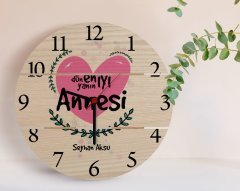 Kişiye Özel Dünyanın En İyi Annesi Tasarımlı Otantik Ahşap Palet Saat-11
