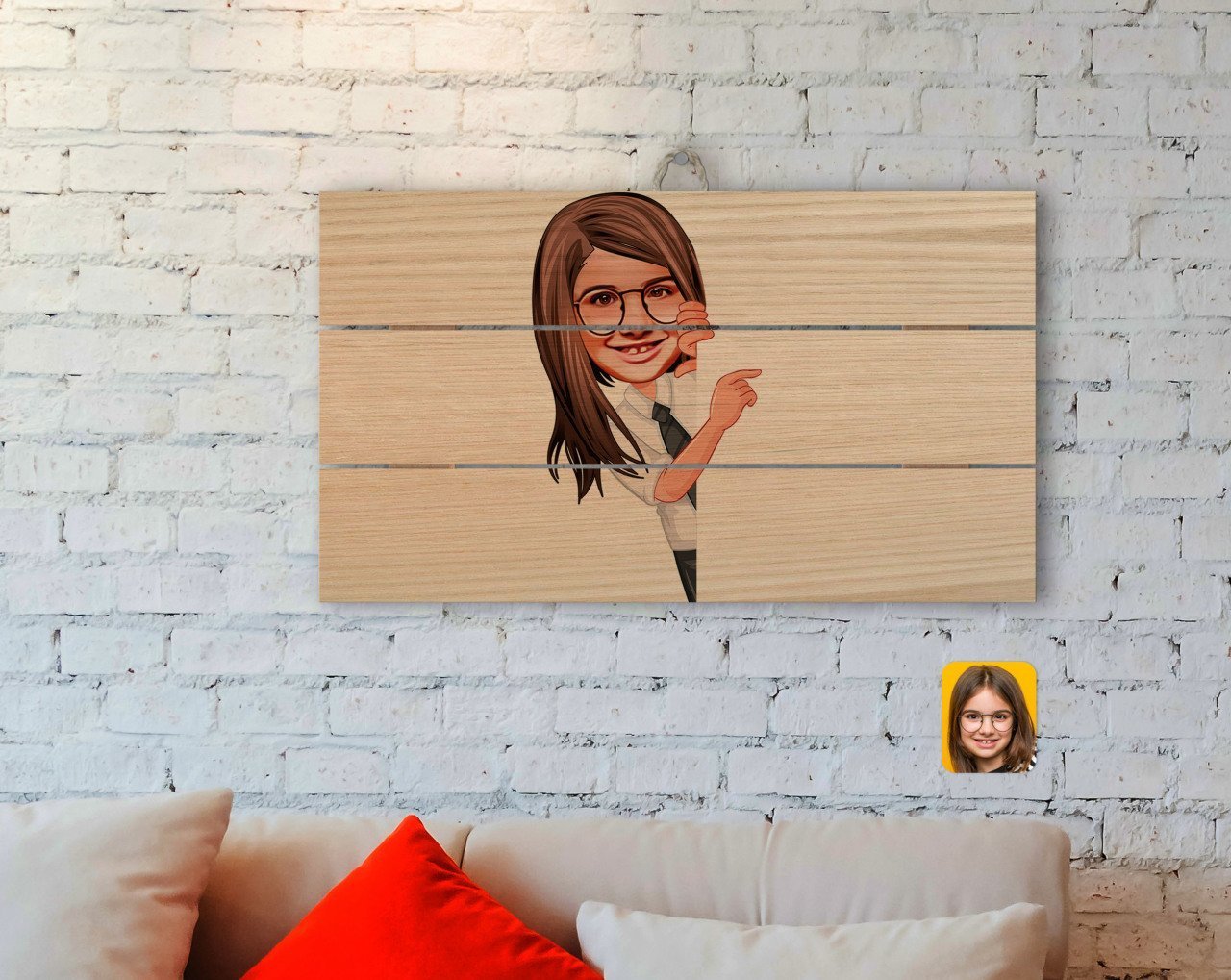 Kişiye Özel Kız Çocuk Karikatürlü Otantik Ahşap Palet Tablo-1