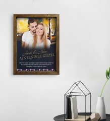 Kişiye Özel Fotoğraflı Mesajlı Doğal Masif Ahşap Çerçeveli Tablo 30x40cm-1
