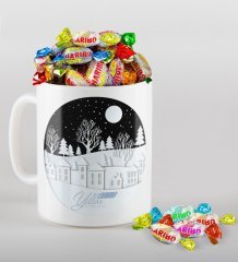 Kişiye Özel Yılbaşı Mutlu Yıllar Beyaz Kupa ve Haribo Şeker Hediye Seti-24