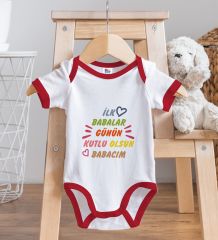 BK Kids İlk Babalar Günü Tasarımlı Kırmızı Bebek Body Zıbın-1