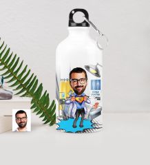 Kişiye Özel Bay Doktor Karikatürlü Metal Suluk (500 ml.) 2