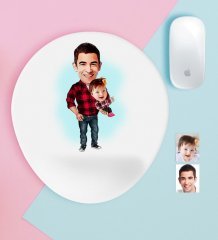 Kişiye Özel Baba Kız Karikatürlü Bilek Destekli Mouse Pad-2