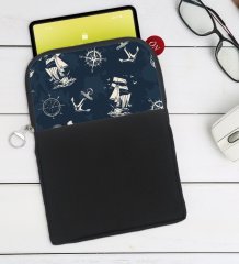 BK Gift Denizci Tasarımlı Taşınabilir Koruyucu Tablet Kılıfı & Organizer Çanta - Siyah-2