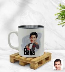Kişiye Özel Baba Godfather Karikatürlü İçi Siyah Renkli Kupa Bardak Model 7