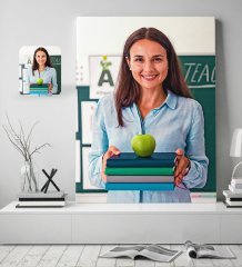 Kişiye Özel Kadın Öğretmen Yağlıboya Tasarımlı Kanvas Tablo 50x70cm-1