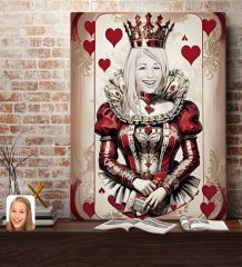 BK Gift Kişiye Özel Maça Kızı Kraliçe Kanvas Tablo-2(70x100), Sevgiliye Hediye, Arkadaşa Hediye