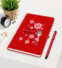 Kişiye Özel Bugün Günlerden Annem Kırmızı Defter Kalem Seti - 2