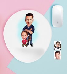 Kişiye Özel Baba Kız Karikatürlü Bilek Destekli Mouse Pad-1