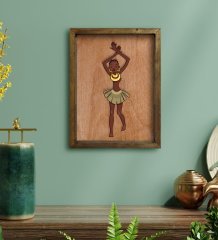 BK Home African Woman Tasarımlı Doğal Masif Ahşap Çerçeveli Tablo 45x65cm-1