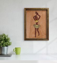 BK Home African Woman Tasarımlı Doğal Masif Ahşap Çerçeveli Tablo 45x65cm-1