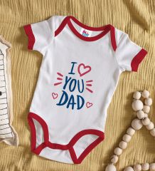 BK Kids I Love You Dad Tasarımlı Kırmızı Bebek Body Zıbın-2