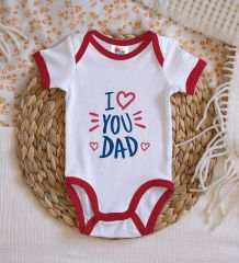 BK Kids I Love You Dad Tasarımlı Kırmızı Bebek Body Zıbın-2