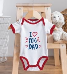 BK Kids I Love You Dad Tasarımlı Kırmızı Bebek Body Zıbın-2