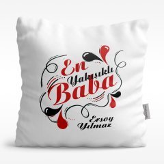 Kişiye Özel En Yakışıklı Baba Tasarımlı Beyaz Saten Yastık - 1