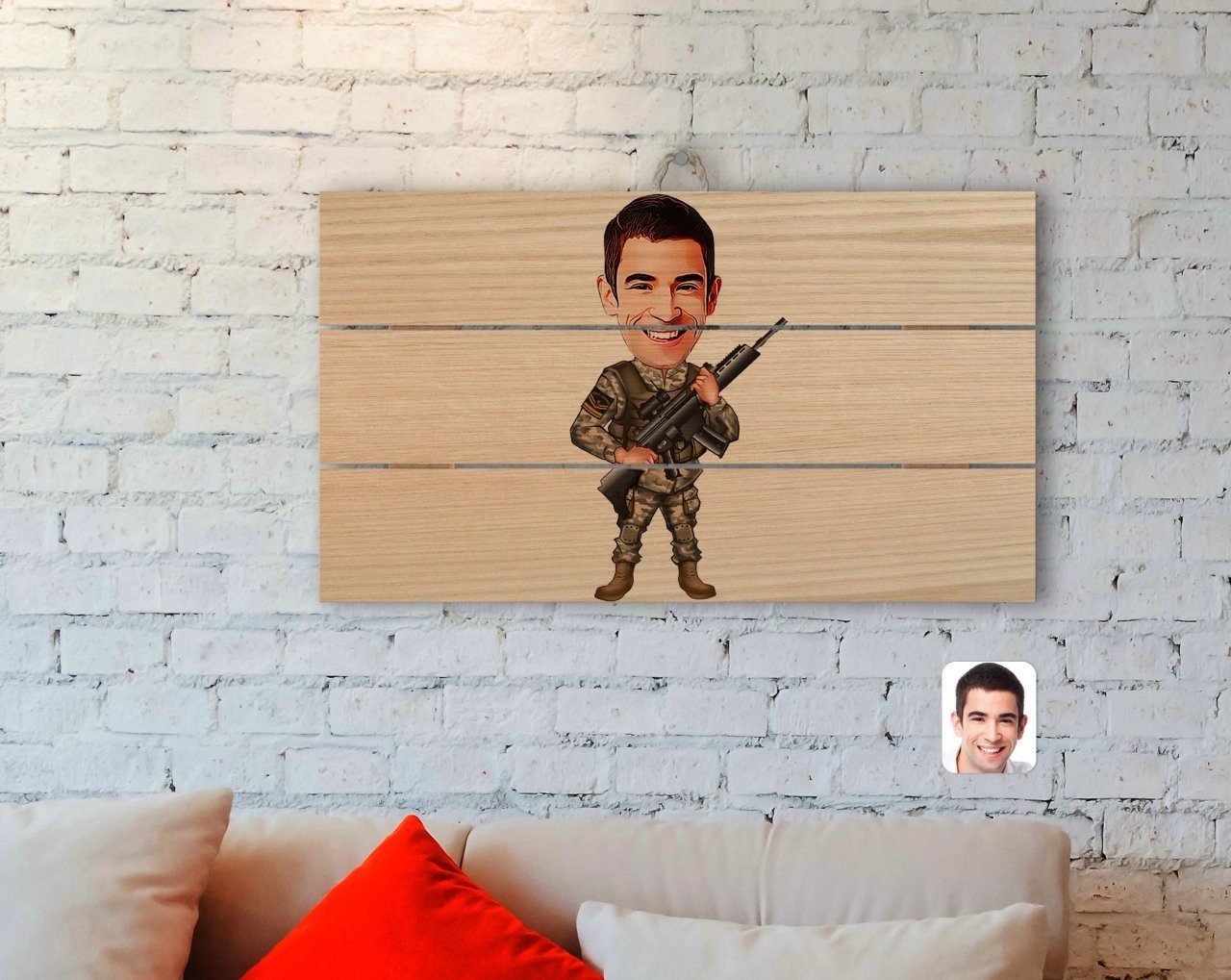 Kişiye Özel Uzman Jandarma Karikatürlü Otantik Ahşap Palet Tablo-1
