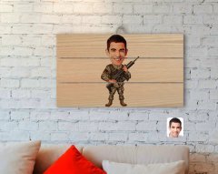 Kişiye Özel Uzman Jandarma Karikatürlü Otantik Ahşap Palet Tablo-1
