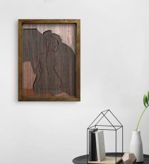 BK Home Woman Line Tasarımlı Doğal Masif Ahşap Çerçeveli Tablo-8