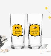 Kişiye Özel En Kötü Günümüz Böyle Olsun Tasarımlı 2’li Rakı Bardağı ve Meze Tabaklı Doğal Masif Ahşap Servis Sunum Tepsisi Model 3