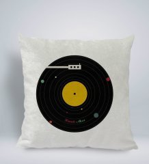 Kişiye Özel İsimli Retro Plak Tasarımlı Kare Araç Koltuk Yastığı-1
