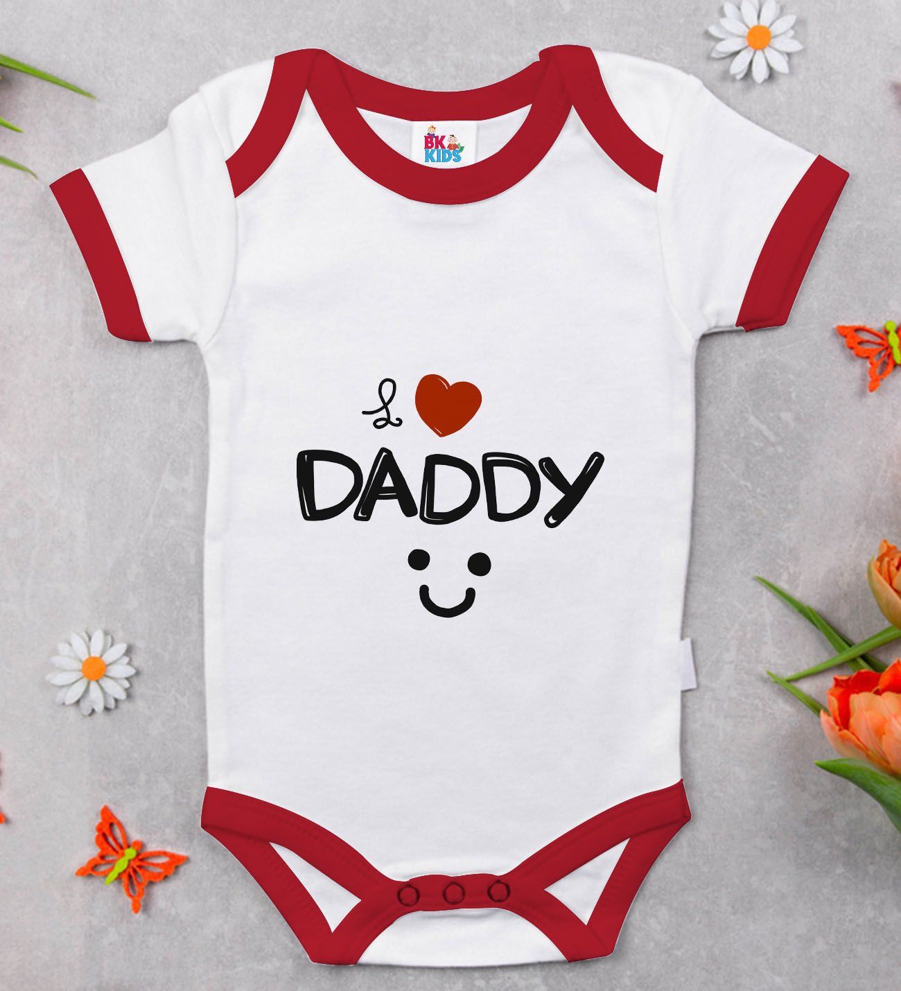 BK Kids I Love Daddy Tasarımlı Kırmızı Bebek Body Zıbın-1