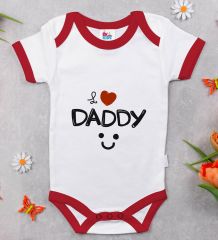 BK Kids I Love Daddy Tasarımlı Kırmızı Bebek Body Zıbın-1