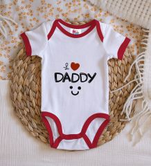 BK Kids I Love Daddy Tasarımlı Kırmızı Bebek Body Zıbın-1