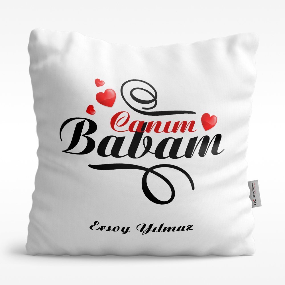 Kişiye Özel Canım Babam Tasarımlı Beyaz Saten Yastık - 6