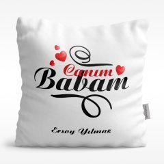 Kişiye Özel Canım Babam Tasarımlı Beyaz Saten Yastık - 6