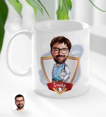 Kişiye Özel İsimli Erkek Doktor Karikatürlü Beyaz Kupa Bardak-8