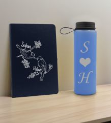 BK Gift Sevgiliye Özel İsimli Lacivert Defter ve Mavi Cam Matara Hediye Seti-6, Sevgiliye Hediye, Sevgililer Günü, Yeni İş Hediyesi