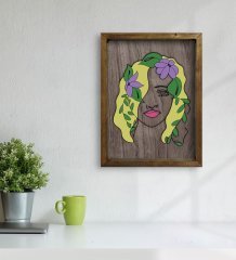 BK Home Woman Line Tasarımlı Doğal Masif Ahşap Çerçeveli Tablo-7