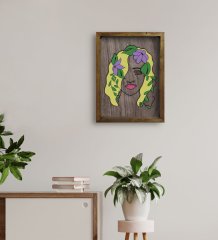 BK Home Woman Line Tasarımlı Doğal Masif Ahşap Çerçeveli Tablo-7