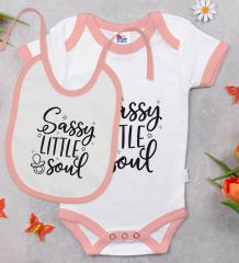 BK Kids Sassy Little Soul Tasarımlı Pembe Bebek Body Zıbın ve Mama Önlüğü Hediye Seti-1