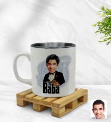 Kişiye Özel Baba Godfather Karikatürlü İçi Siyah Renkli Kupa Bardak Model 4