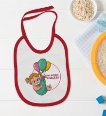 BK Kids Halasının Kızçesi Tasarımlı Kırmızı Bebek Mama Önlüğü-1