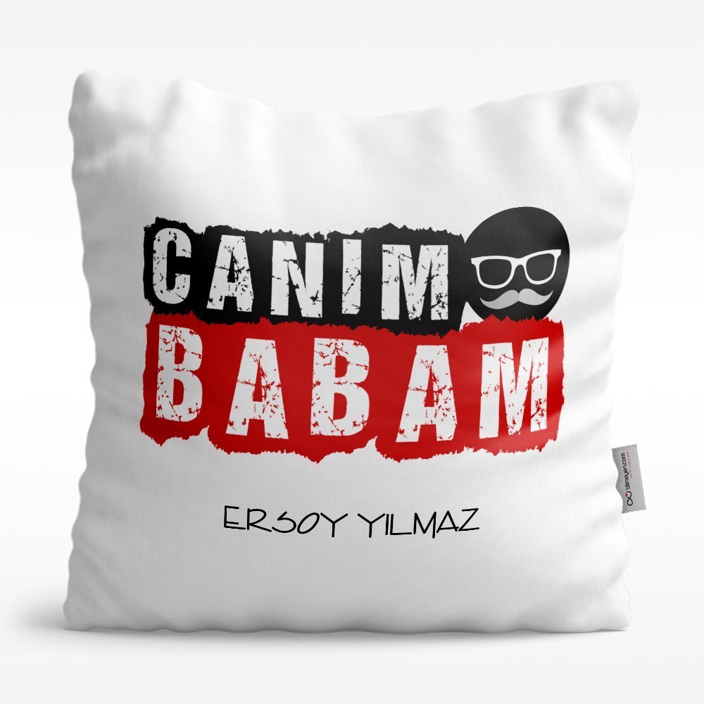 Kişiye Özel Canım Babam Tasarımlı Beyaz Saten Yastık - 5