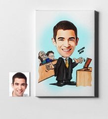 Kişiye Özel Bay Avukat Karikatür Kanvas Tablo (50 x 70 cm.) 3