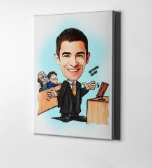 Kişiye Özel Bay Avukat Karikatür Kanvas Tablo (50 x 70 cm.) 3