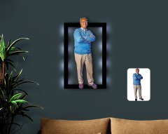 Kişiye Özel Tam Boy Büyükbaba Karikatürlü 3D Led Işıklı Ahşap Tablo-1