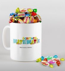 Kişiye Özel Matematik Öğretmeni Kupa ve Haribo Şeker Hediye Seti-2