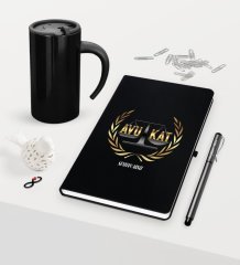 Kişiye Özel Avukat Temalı Siyah Defter Kalem ve Termos Mug Seti  - 1
