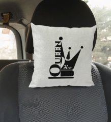 Kişiye Özel İsimli Queen Tasarımlı Kare Araç Koltuk Yastığı-1
